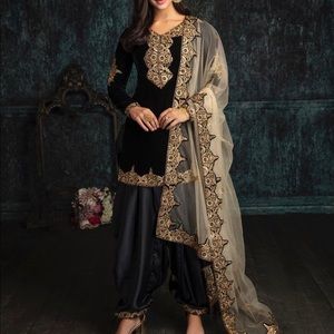 Lashkara Velvet Top & Silk Pant( Kurta Salwar)